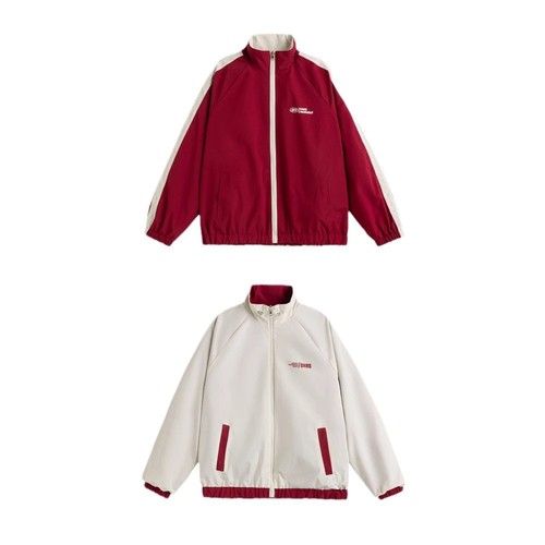 2025 Spring/Summer and Autumn/Winter Double-sided Wearing Stand-up Collar Printed Jacket Loose-fit Unisex Trendy Brand Windbreaker Coat for Men and Women