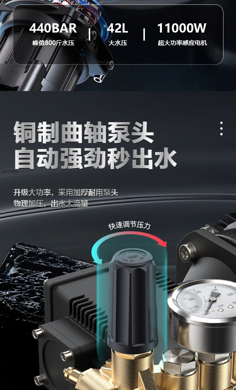 Ultra-High-Pressure Cleaning Machine, Industrial-Grade Powerful Floor Washer, 500kg Car Wash Machine Water Gun, Commercial Car Wash Shop, Farm