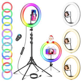 12英寸ring light环形补光灯套装三色温可调光直播灯拍照美颜打光