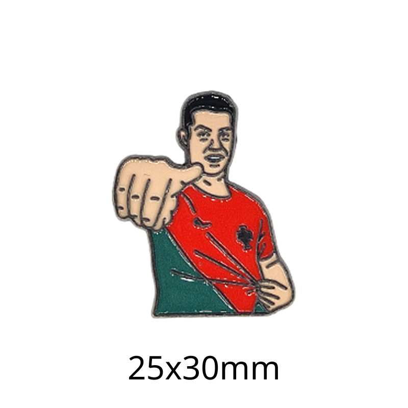 Fabricante personalizado Champions League World Cup Football Super Star Metal Insignia Imagen de dibujos animados Etiqueta del teléfono móvil Insignia Regalo