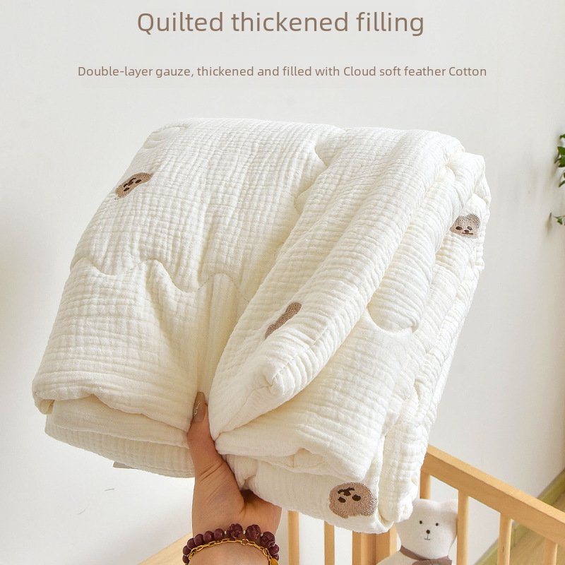 Baby's Quilt Cotton Gauze Newborn Children's Air-conditioning Quilt Baby Autumn and Winter Thickened Four Seasons Universal Kindergarten Cover