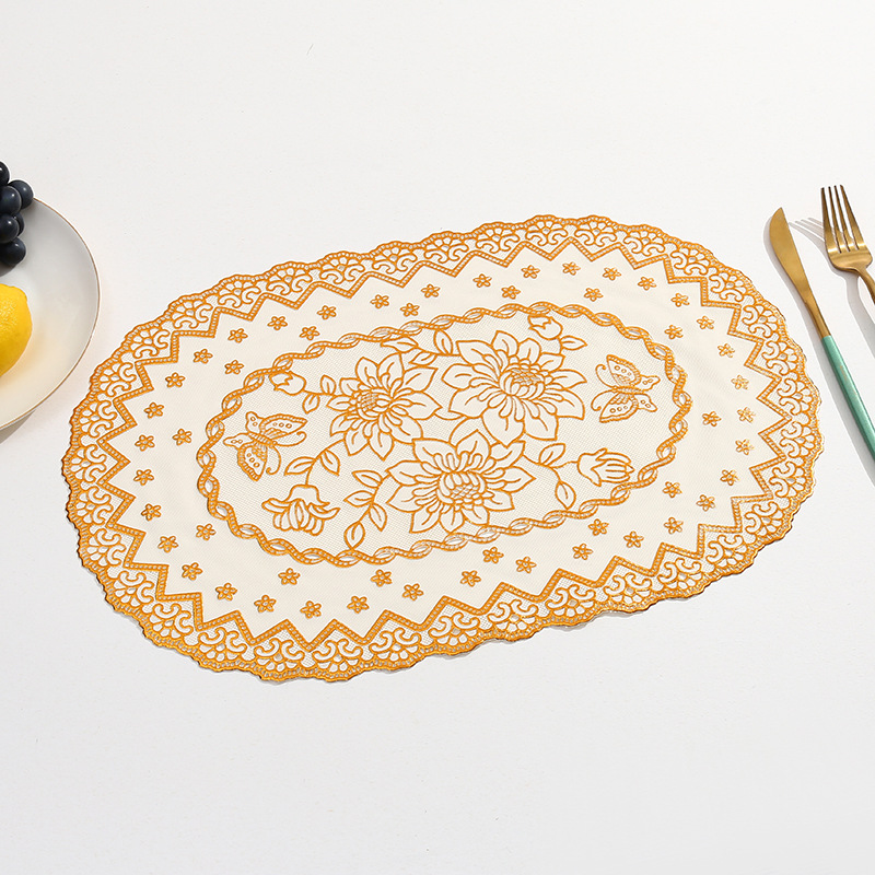 Amazon pvc cocina estampado cojín de taza impermeable a prueba de agua a prueba de aceite aislamiento térmico cojín de mesa estampado redondo cojín de mesa