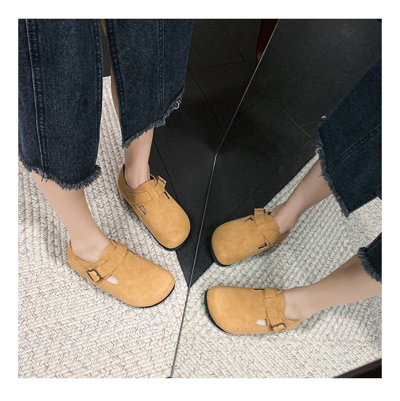 Dép sandal nữ bít mũi da thật quai khóa đế dày kiểu Birkenstock — 261 Màu nâu sẫm (toàn bộ), 261 Xám (toàn bộ), 261 kaki (toàn bộ băng đảng), 265 kaki (nửa kéo) chi tiết 20