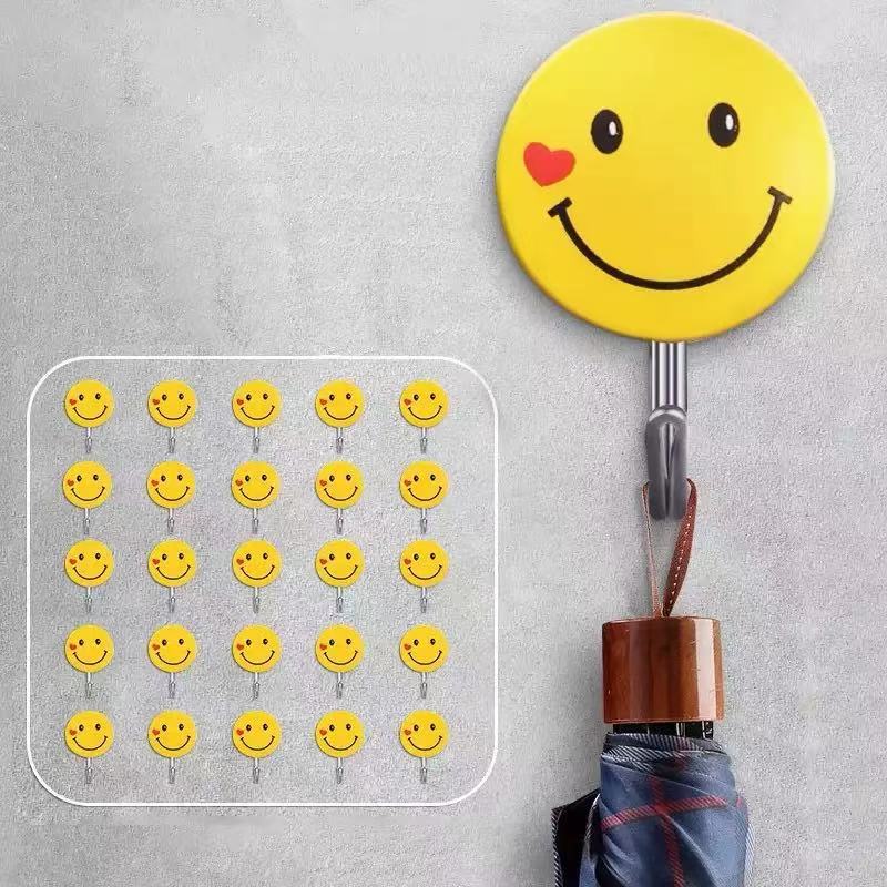 Strong Adhesive Hook Small Seamless Hook Door Household Non-Paste Cute Smiling Hook Wall Hook Wall Hook Wall Hanging