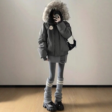 大毛领美式复古派克服2025年冬季新羽绒棉服女棉衣棉袄加厚外套