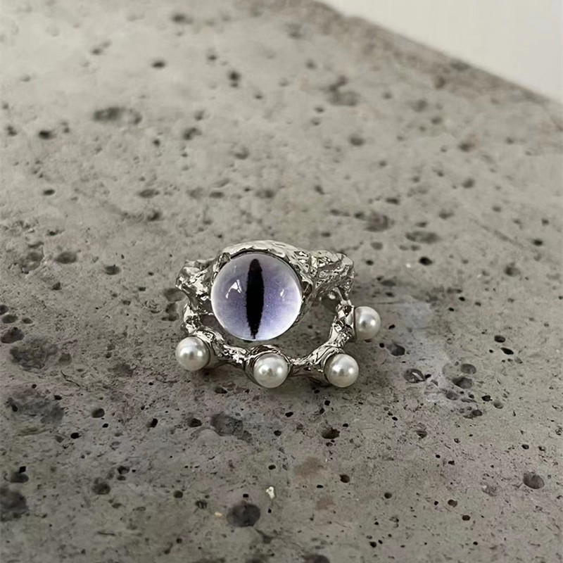 Wholesale Jewelry Ig Style Hip-hop Eye Alloy Opal Pearl Plating Inlay Open Ring display picture 1