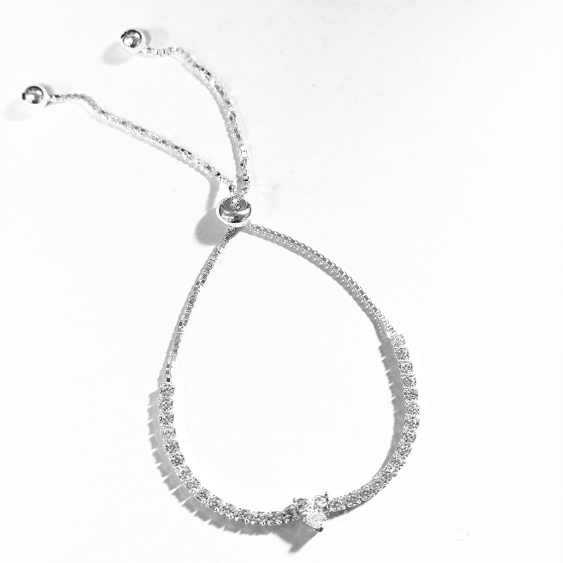 Inlay Design 925 Sterling Silver Bracelets Simple Style Classic Style