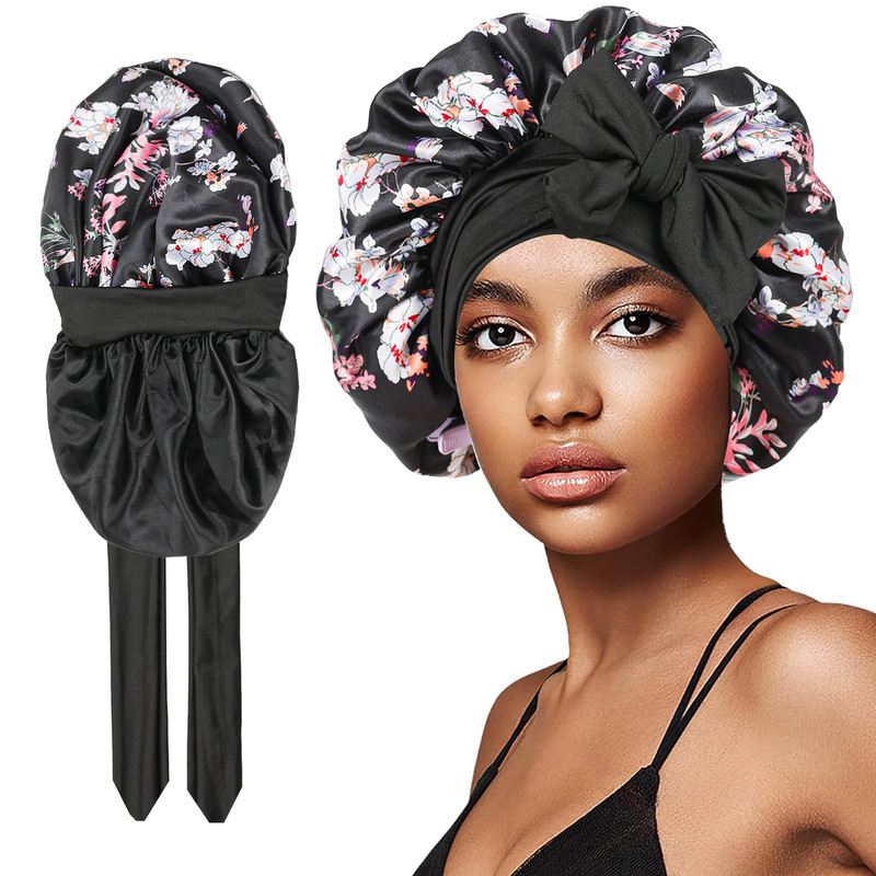 Factory direct printing colored nightcap high elastic ribbon round cap double beauty salon bonnet