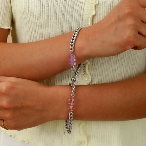 New Colorful Teddy Bear Couple's Bracelet, Heart-Seeking Fashion Couple's Bracelet, Magnetic Couple's Bracelet