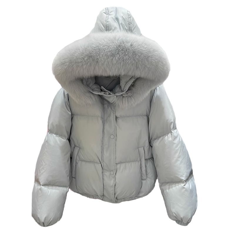 Moteriški drabužiai balta antis Šilta striukė stora laisva pūsta striukė mažo dydžio paltas_voghion.com