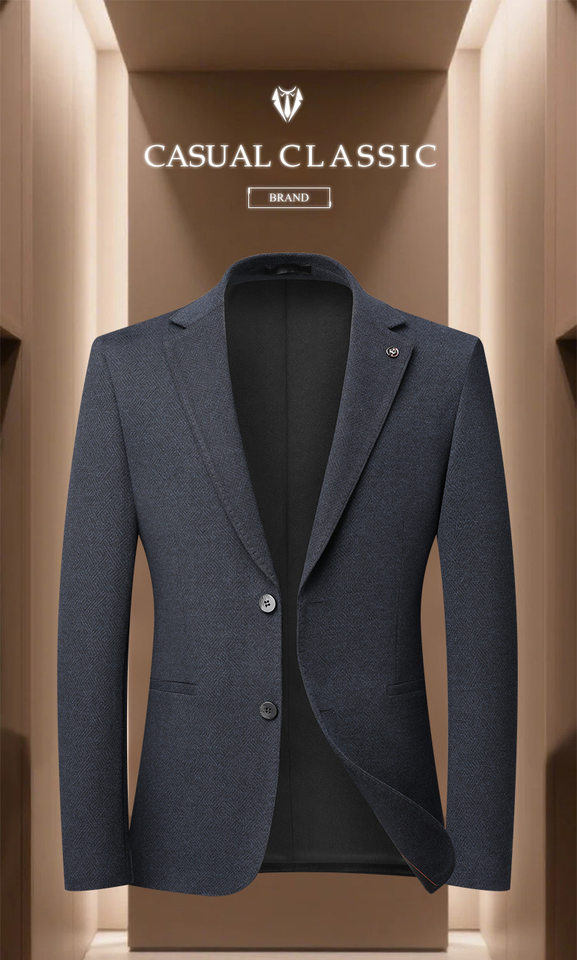 Áo vest nam dệt kim dày dặn mật độ cao, chống nhăn không cần ủi, dáng ôm, tay dài — Màu xanh dương chi tiết 1