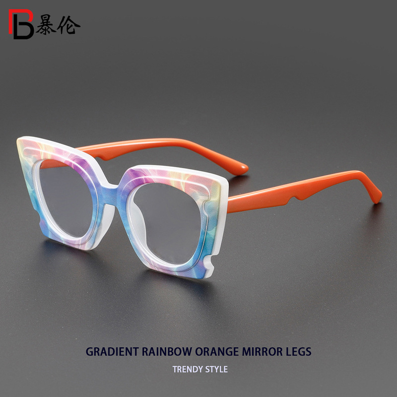 Cross-Border New High-End Colorful Plain Glasses Frame European and American Ins Style Decorative Anti-Blue Light Flat Mirror Bl914