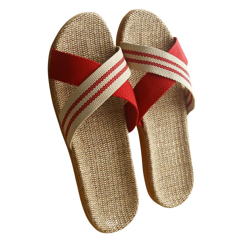 Льняные тапочки с перекрестными ремешками, женские летние домашние Нескользящие домашние сандалии и тапочки с толстой подошвой для пар, домашние сандалии и тапочки, мужские летние