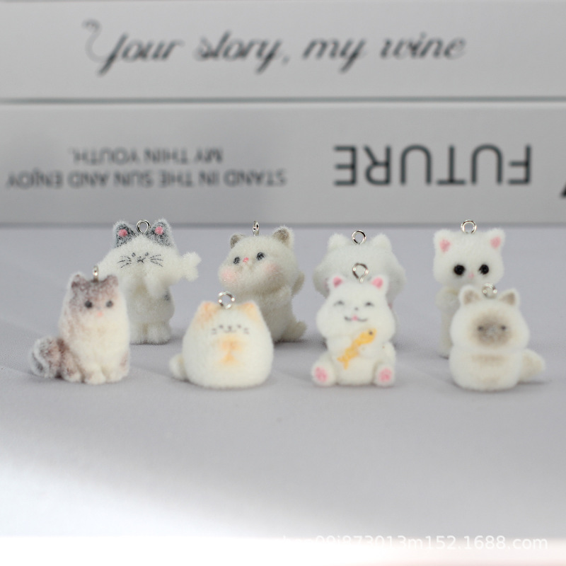 植毛猫ペンダント樹脂漫画装飾品携帯電話チェーンキーホルダーバッグペンダント車のペンダント diy アクセサリー|undefined