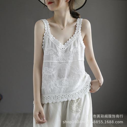 New Lace Shirt Vest Women's Hollow-Out Blouse Cleverly Designed Top for Women Spring Unique and Trendy Camisole for Women