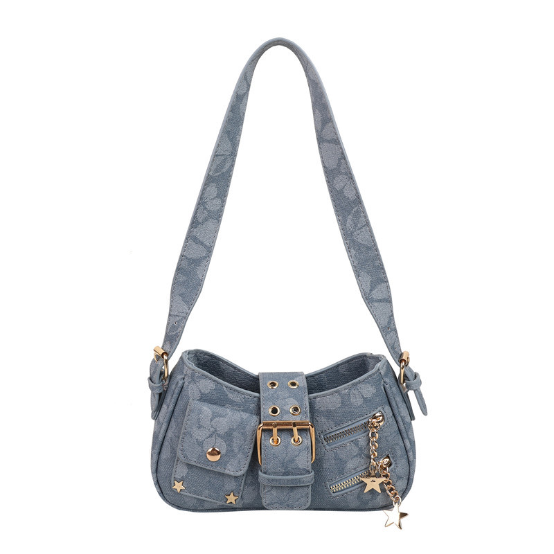 Dulce y fresco bolso de axila de chica caliente 2025 verano nuevo bolso femenino diseño de nicho bolso de hombro flor oscura bolso de mensajero marea