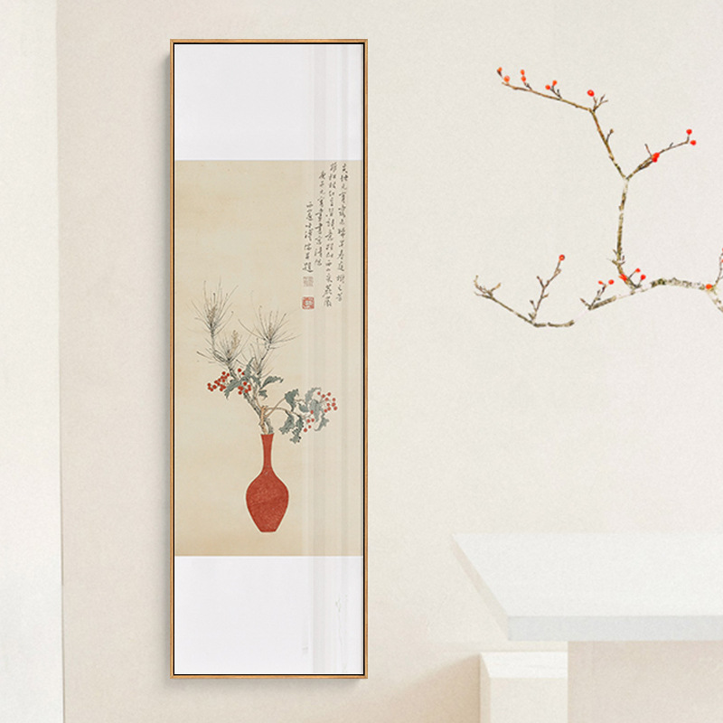 新中式花瓶艺术禅意挂画客餐厅工作室茶馆装饰画写意国画玄关壁画