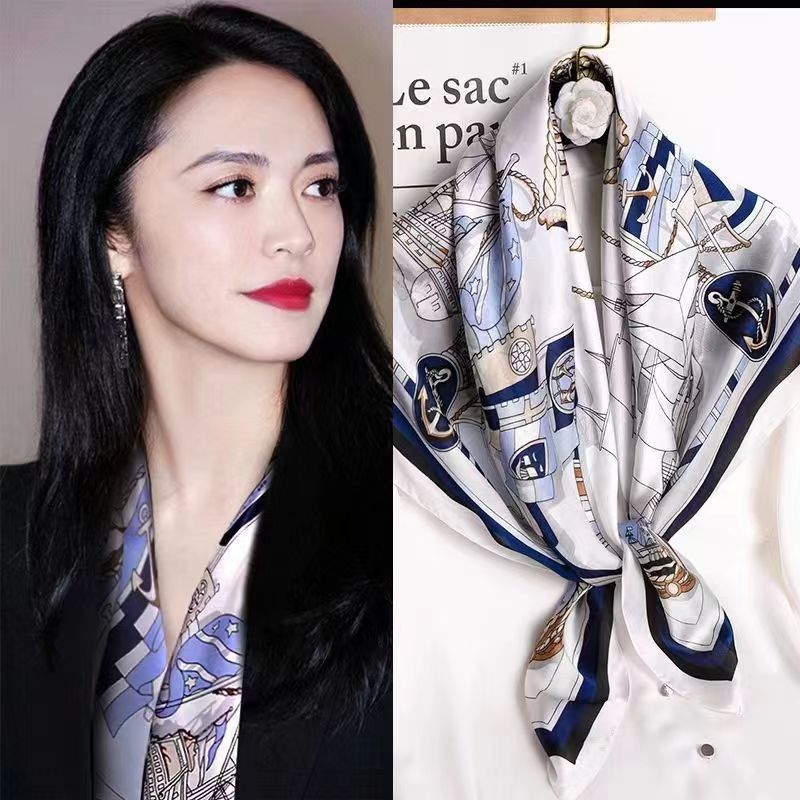 부드러운 항해 70 평방 스카프-파란색과 흰색