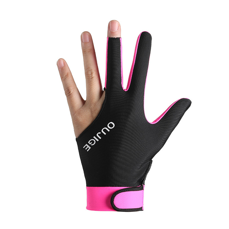 Guantes de billar con tres dedos espesados con una sola superficie de malla transpirable, absorbente de sudor, deshumidificante, antideslizante y resistente al desgaste, guantes de dedos delgados