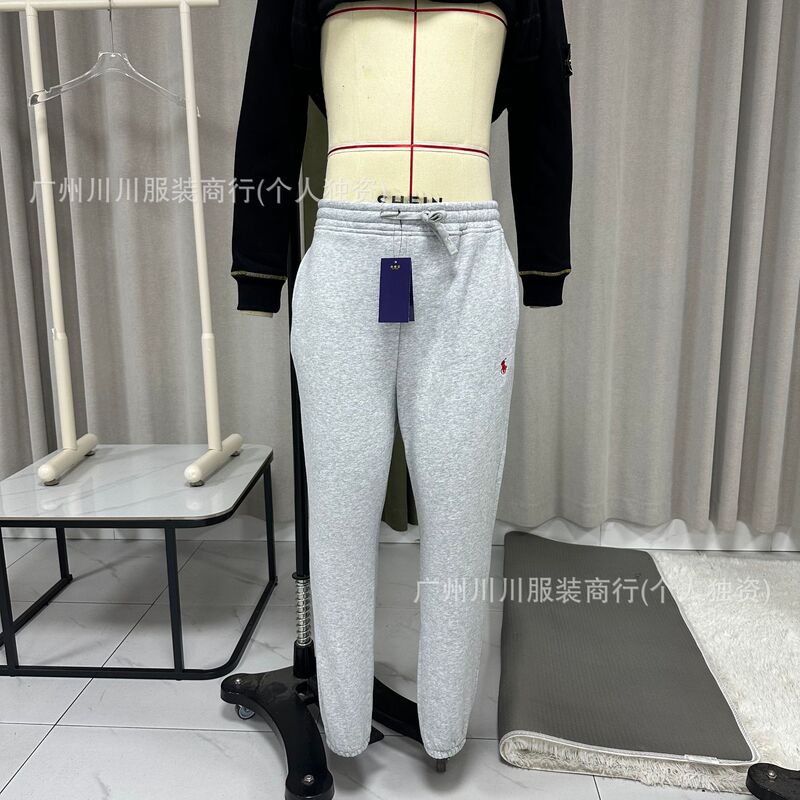 高品質の国境を越えた外国貿易レッグバンドル RL ラフポニー刺繍男性と女性のためのソリッドカラーストレートプラスベルベットスウェットパンツカップル|undefined