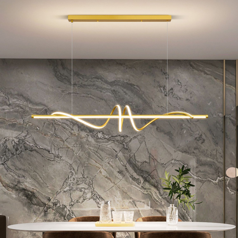 Diseñador de lámpara de restaurante 2024 nuevo estilo minimalista moderno bar una palabra larga mesa de comedor Zhongshan lámparas