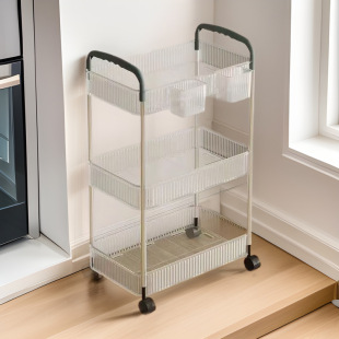 Transparent Trolley Storage Rack Bathroom Bedside Snacks Bedroom Floor Multi-layer Mobile Cosmetics Storage Free Shipping