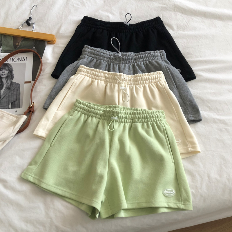 ins super popular labeling sports shorts women's summer loose slimming cotton terry comfortable high waist A- line wide leg hot pants