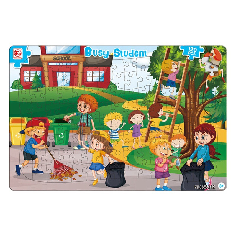 Rompecabezas de doble capa para niños transfronterizos 120 piezas rompecabezas juguetes educativos 28 piezas de papel para niños y niñas