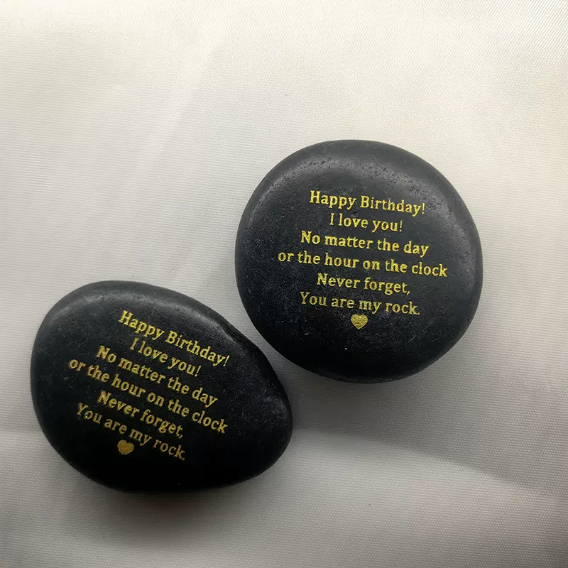 激光雕刻鹅卵石头烫金工艺鹅卵石抛光刻字雨花石DIY彩色石头