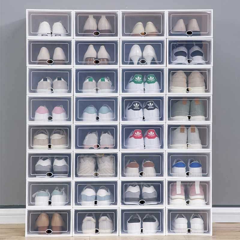 鞋盒鞋收纳翻盖收纳盒抽屉式空间加厚省塑料鞋架折叠鞋柜透明使用