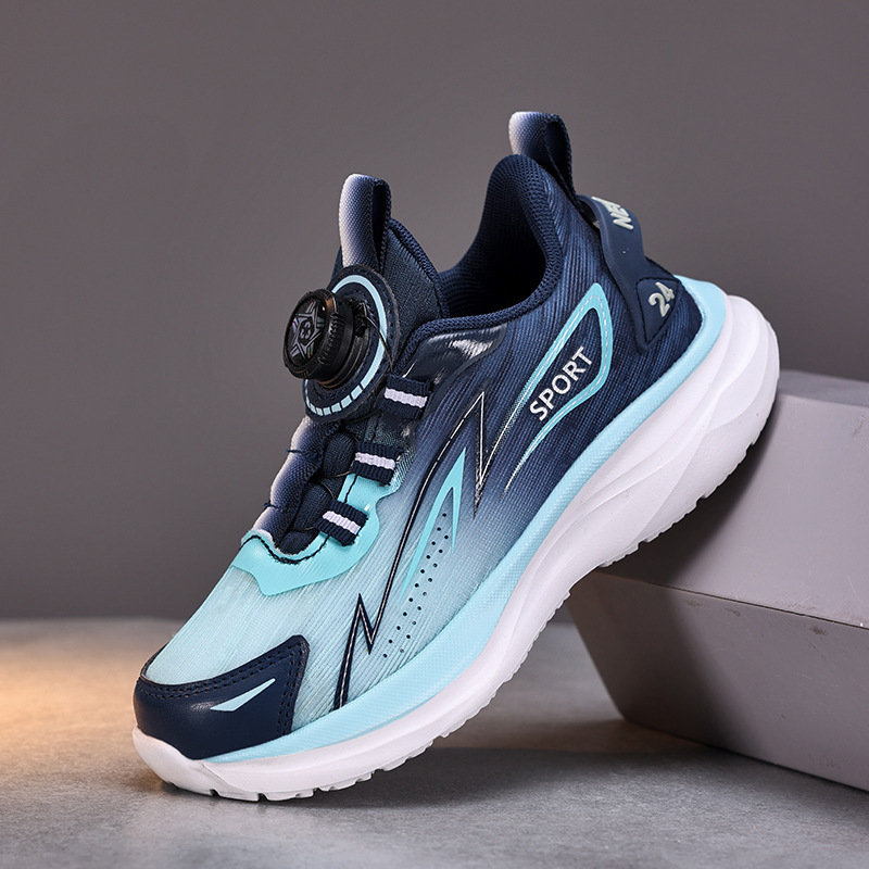 Zapatos para niños, modelos de primavera para niños 25, zapatos deportivos con hebilla giratoria para niños, zapatos deportivos de malla transpirables para niños de mediana edad, una pieza