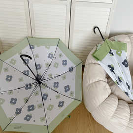 ins拼接色系~小花自动长柄伞抗风大加固折叠直杆雨伞