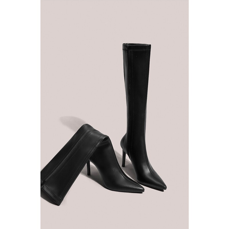 Chuyuji Pointed Toe High Heel Long Boots for Women, Thin Heel High Boots, 2026 New Model Riding Boots, Black High Heel