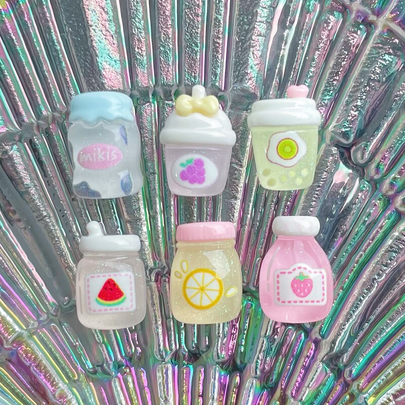 Mini Ice Transparent Thickeneded Fine Glitter Juice Drink Bottle Resin Food Toy Jewelry Accessories Toy Keychain Handmade Materials