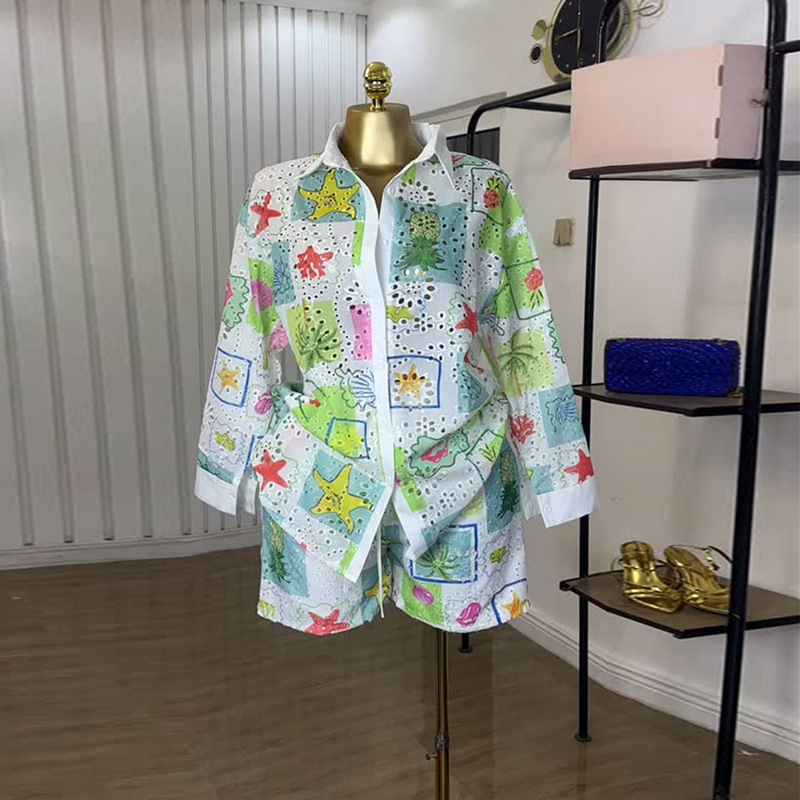 Summer fashionable shirt, shorts, trousers, set, European style