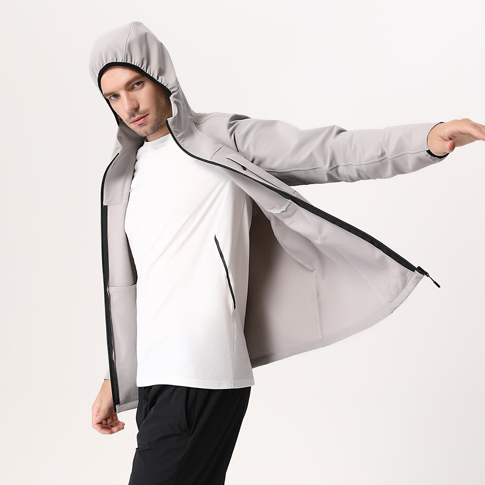 Dijia chaqueta deportiva al aire libre para hombre rápido seco transpirable correr con cremallera con sombrero ropa casual chaqueta de mangas largas abrigo transfronterizo