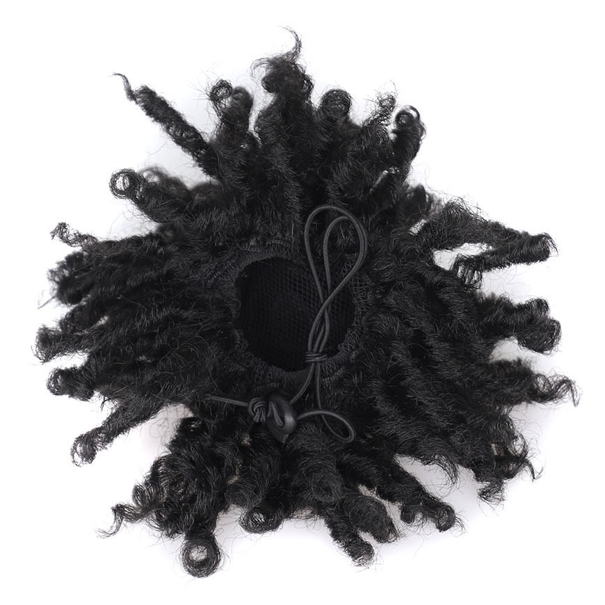 Capelli sintetici a tubo corto ricci sporchi intrecciati Borsa per capelli esplosiva soffice con tasca in rete con corda da tirare_voghion.com