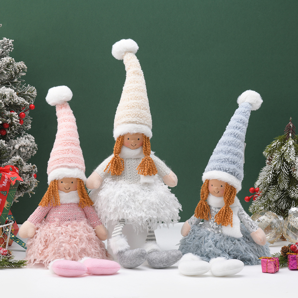 Nuevo producto transfronterizo 2026: Muñeco de Navidad rojo y verde, lindo elfo de juguete, decoración festiva, adorno de ángel para escritorio.