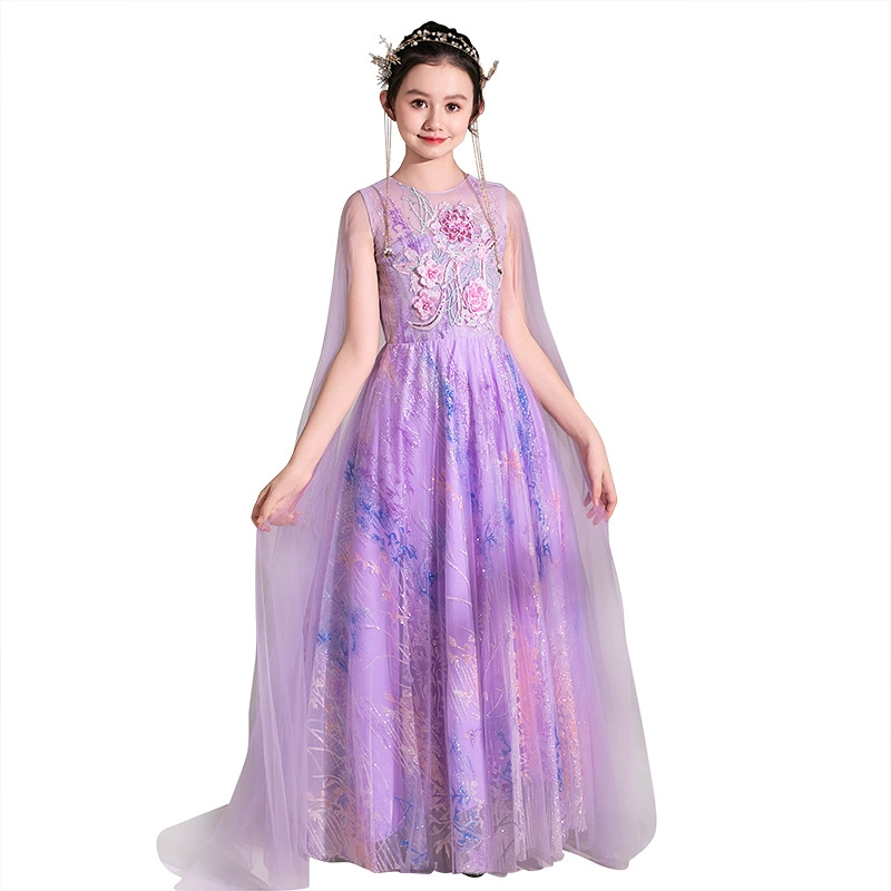 Purple summer suit, children's dress, Chinese style