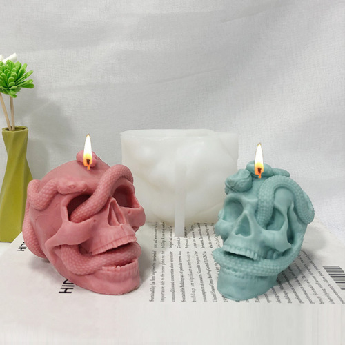 New Arrival: Terrifying Snake Head Skull Silicone Mold for Halloween Candles & DIY Resin/Gypsum Decorative Ornaments