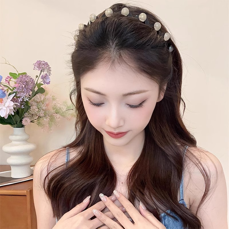 Wave Hairband 2025 nuevo cabello roto acabado tarjeta de cabello lavado de cara prensado cabello de cabello de mujer flojo artefacto de cráneo alto