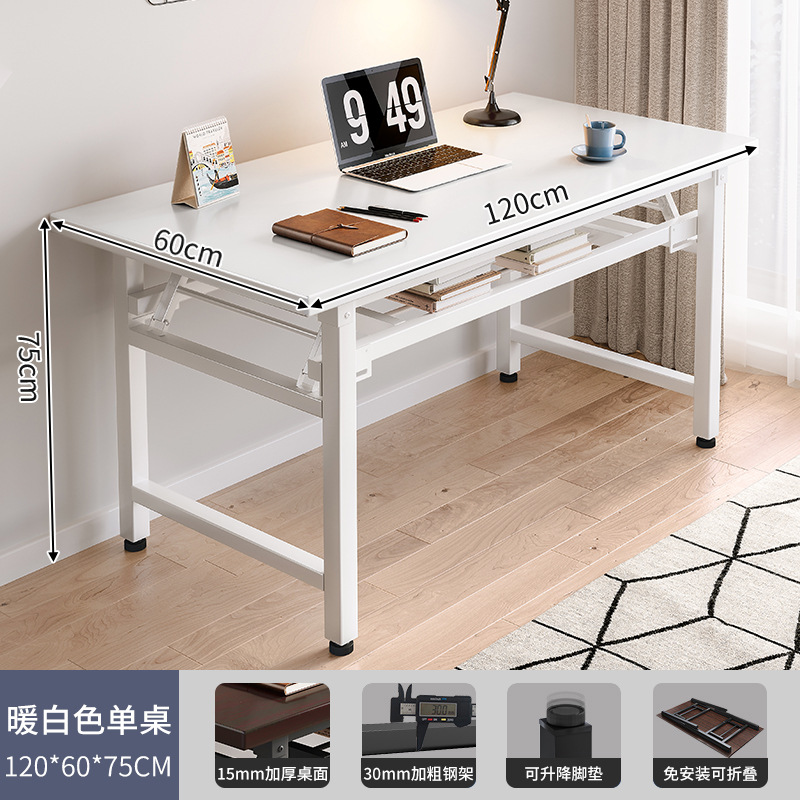 Mesa plegable rectangular, escritorio para computadora, puesto de color nogal, escritorio largo, escritorio de entrenamiento, escritorio simple para el hogar