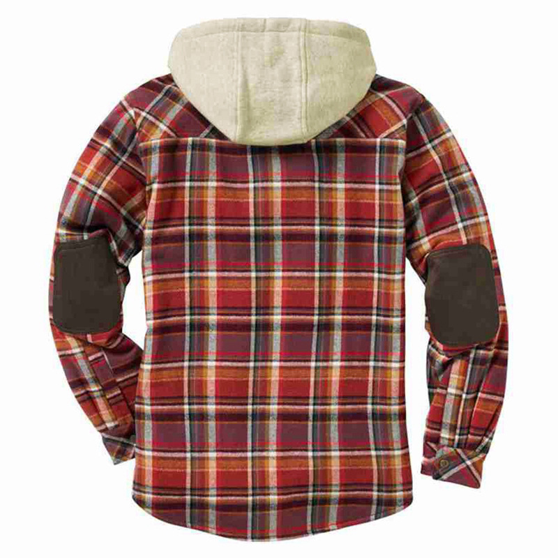Men's autumn winter checkered printed hooded shirt with plush and thickened jacket SY0093_voghion.com