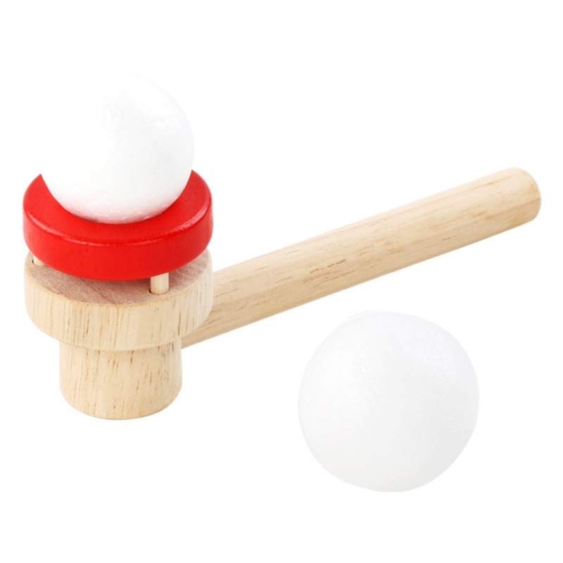 [Entrenamiento de soplado oral para niños] bebé de madera que sopla Juego de Pelota suspensión que sopla juguete de pelota equipo de sentido de educación temprana