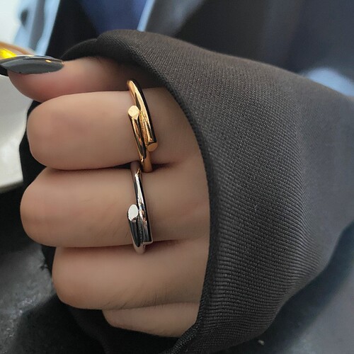 New Style Cold Wind Asymmetric Open Ring for Girls, Creative Overlapping Minority Design, Korean Version Ring