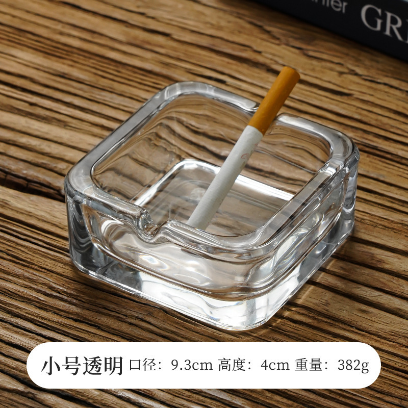 Cenicero de vidrio de cristal exquisito de moda cuadrado cigarrillo ligero de lujo sala de estar Cenicero de alta calidad creativo para el hogar pequeño exquisito