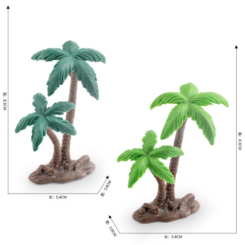 Modelo de árbol de simulación transfronteriza planta cognitiva para niños decoración de árbol de coco decoración de escritorio árbol pequeño escena de mesa de arena juguete