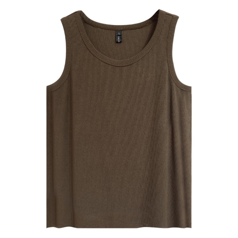 Fat mm Vest Meat Covering Loose Large Size Women's 200 Jin Spring and Autumn Knitted Belly Covering Slim Base Vest 3190