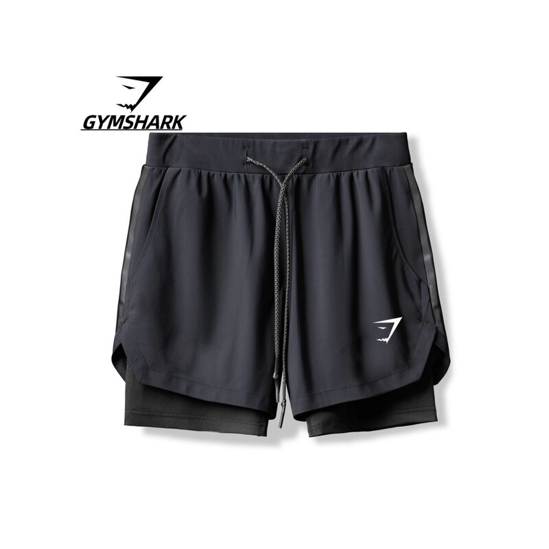 Gymshark Cross-Border New Fitness Shorts Men's Summer Running Sports Double-Layer Elastic Quick-Drying Breathable Shorts