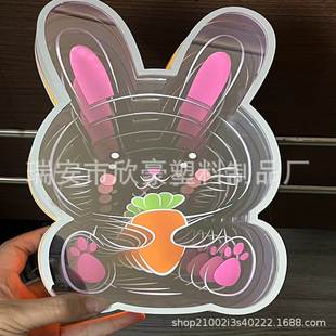 2025 Amazon Independent Station New Acrylic Dining Table with Light Decoration Easter Bunny Decoration Card